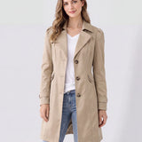 Abrigo Trench Ligero para Mujer con Cuello de Solapa y Botones
