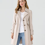 Abrigo Trench Ligero para Mujer con Cuello de Solapa y Botones