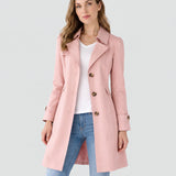 Abrigo Trench Ligero para Mujer con Cuello de Solapa y Botones