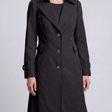 Abrigo Trench Largo de Mujer con Botones y Cuello con Muesca