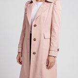 Abrigo Trench Largo de Mujer con Botones y Cuello con Muesca