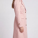 Abrigo Trench Largo de Mujer con Botones y Cuello con Muesca