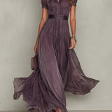 Flavia - Vestido largo violeta con escote en forma de llave para Mujer