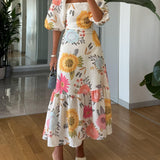 CAMILLE – VESTIDO ELEGANTE BLOOM CON MANGAS DE GLobo