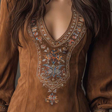 Lunori™ | Vestido corto lila bordado