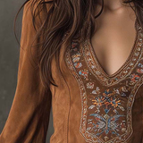 Lunori™ | Vestido corto lila bordado