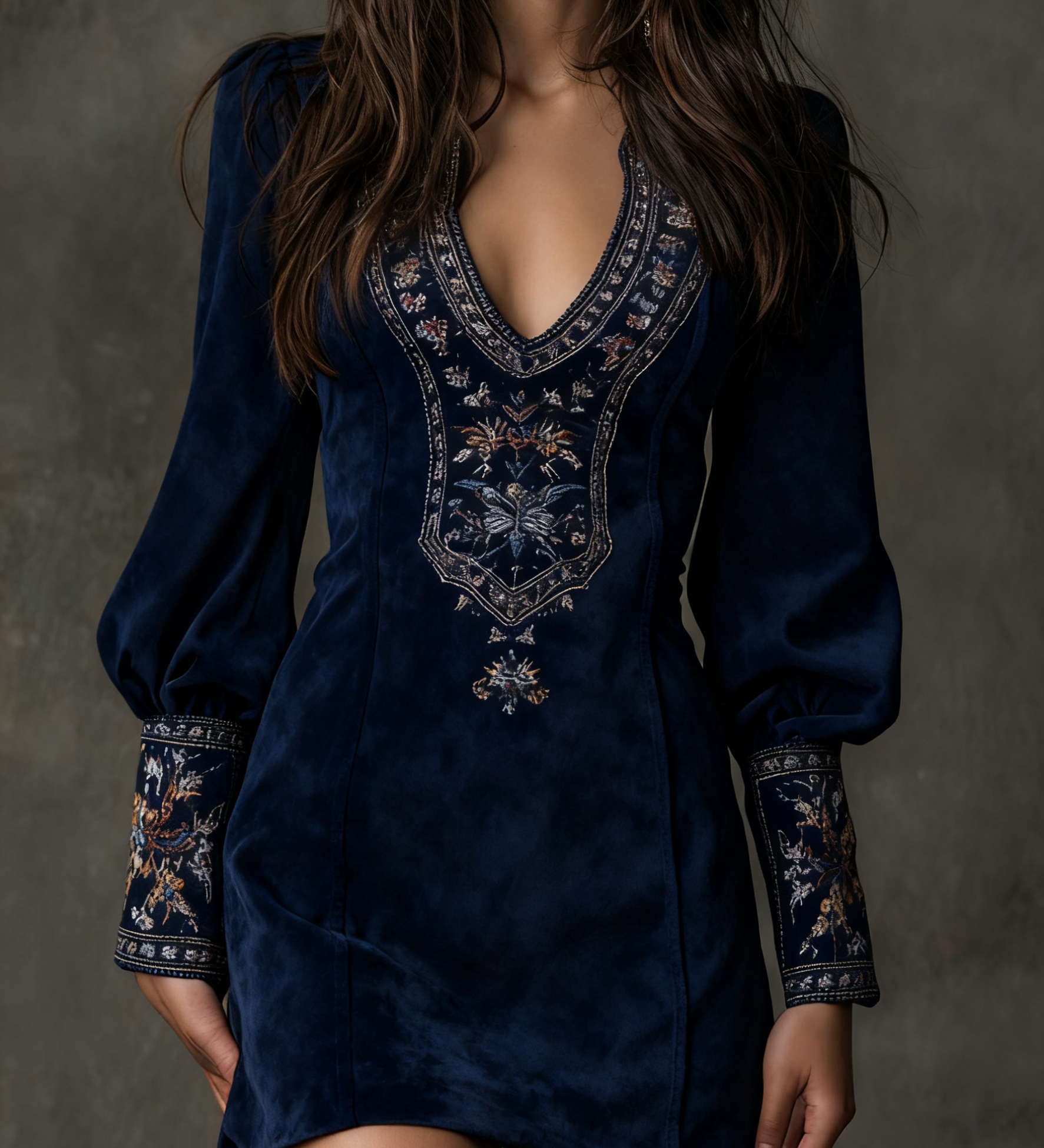 Lunori™ | Vestido corto lila bordado