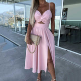 Chloe™ - Vestido con abertura alta y tirantes finos