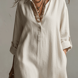 Vestido camisero maxi vintage ligero en crema natural