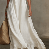 Vestido maxi bohemio sin mangas de caída fluida