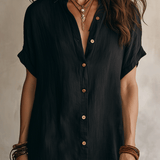 Vestido midi negro bohemio moderno de corte relajado