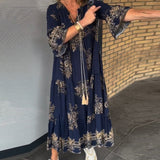 Rose™ – Vestido midi vintage largo con escote en V