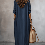Vestido maxi holgado índigo de estilo nómada