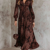 Amelia™ Vestido largo con estampado paisley y cremallera