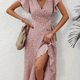 Elara | Vestido envolvente fluido que disimula el abdomen