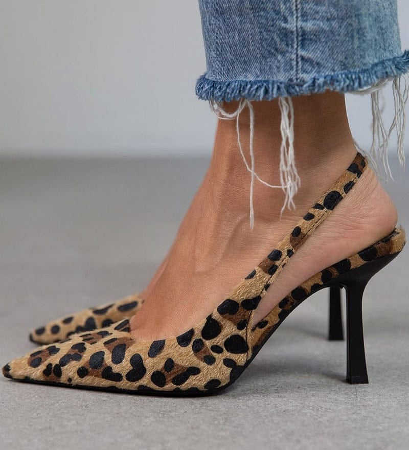 Liorina | Zapatos de leopardo en color haki con punta afilada y tacones altos