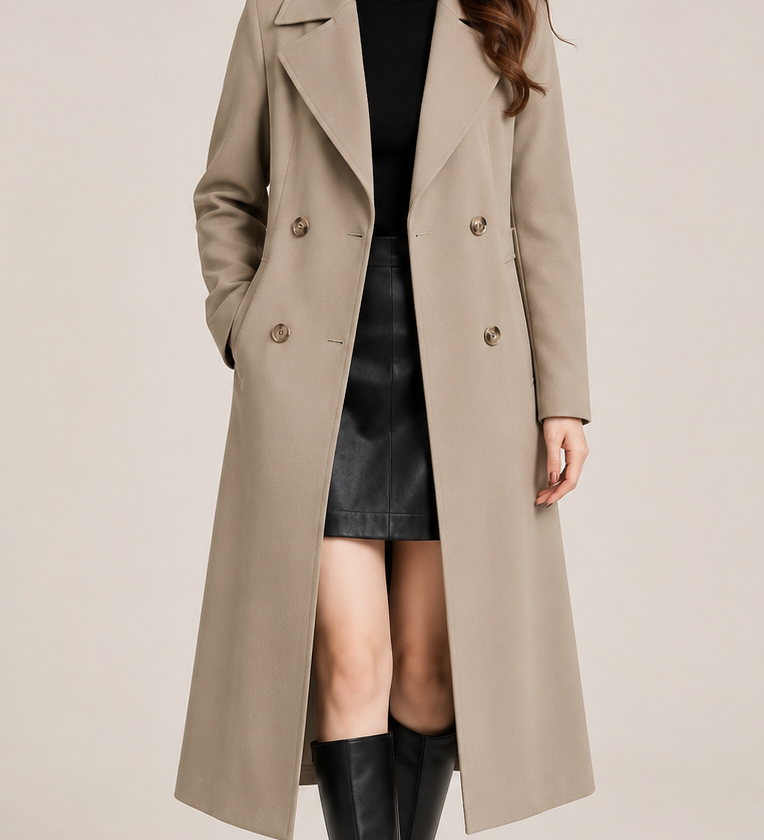 Abrigo Trench de Doble Botón para Mujer