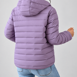Chaqueta de Puffer Acolchada con Capucha para Mujer con Cierre Frontal