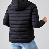 Chaqueta de Puffer Acolchada con Capucha para Mujer con Cierre Frontal
