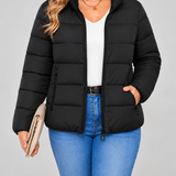 Chaqueta Acolchada para Mujer con Bolsillos con Cremallera y Cuello Alto