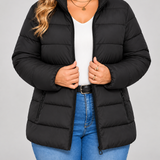 Chaqueta Acolchada para Mujer con Bolsillos con Cremallera y Cuello Alto