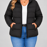 Chaqueta Acolchada para Mujer con Bolsillos con Cremallera y Cuello Alto
