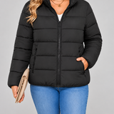 Chaqueta Acolchada para Mujer con Bolsillos con Cremallera y Cuello Alto