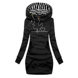 Cristina™ - Vestido de punto con estampado de latidos del corazón