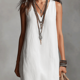 Vestido maxi blanco sin mangas con escote en V
