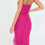 Aurevia | Vestido midi sin mangas arrugado para invitadas de boda