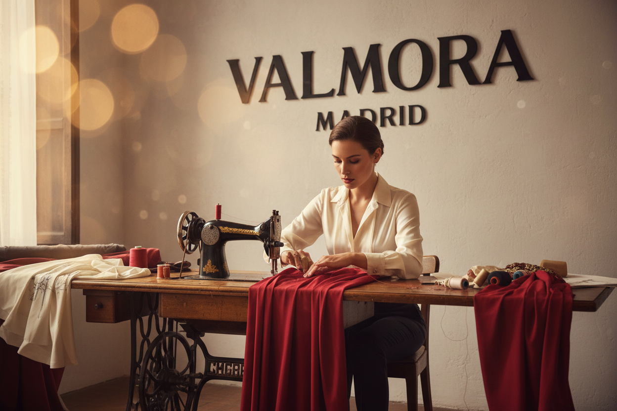 Costureira Valmora Madrid - Logo Preta na Parede