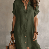 Vestido midi negro bohemio moderno de corte relajado
