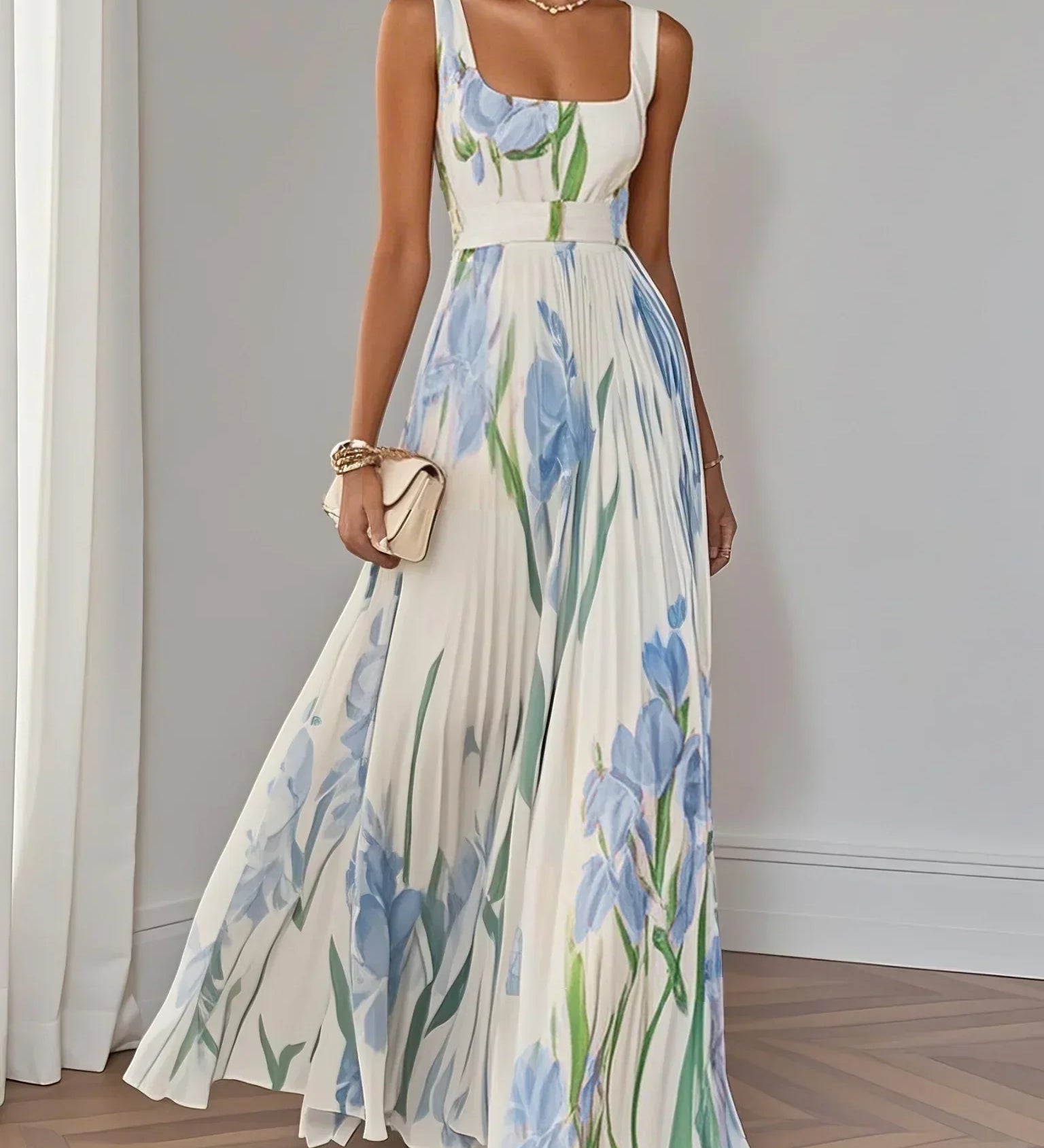 Mary™ - Vestido maxi elegante con pliegues