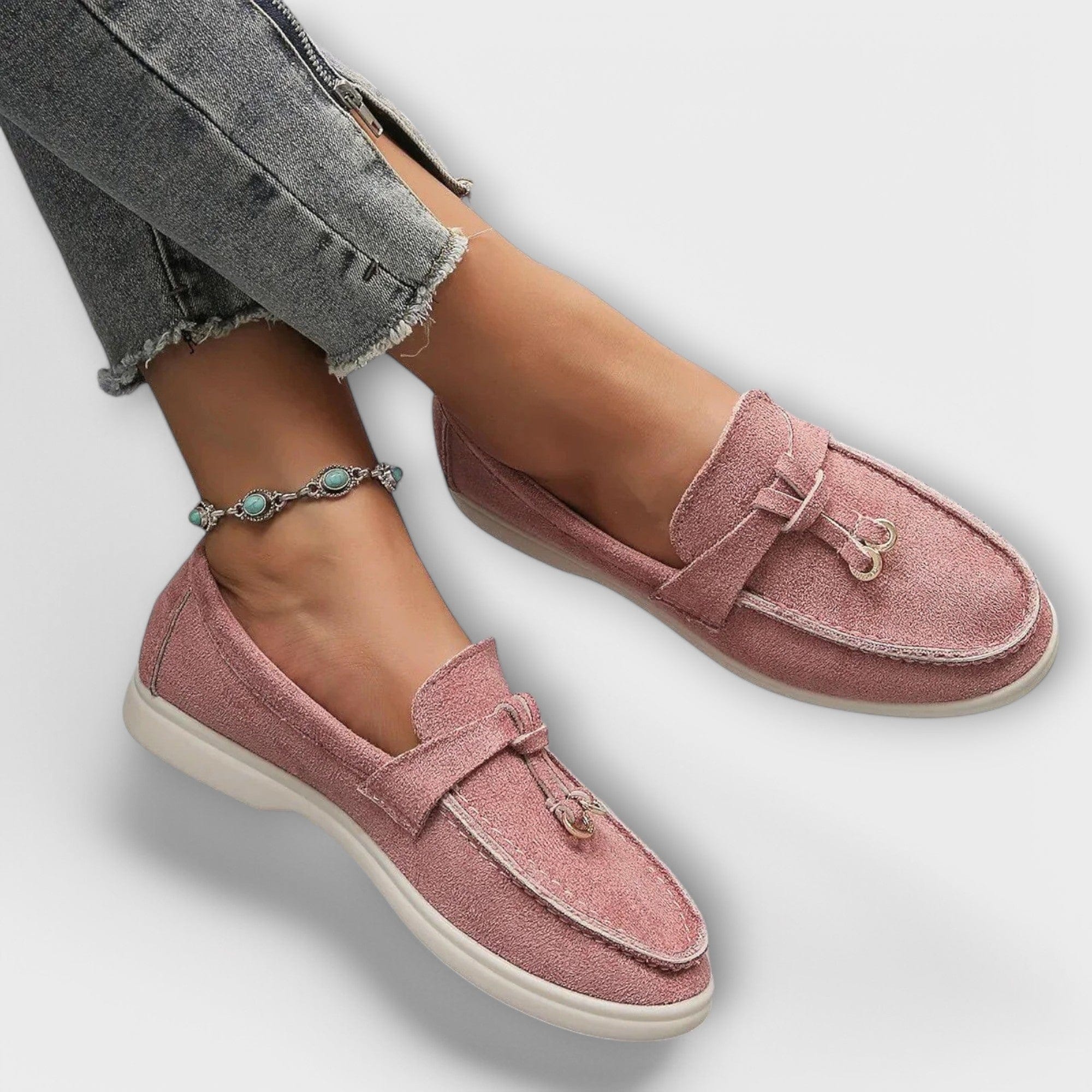 Jana | Mocasines de mujer beige con cuerda decorativa