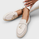 Jana | Mocasines de mujer beige con cuerda decorativa