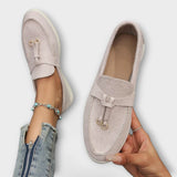 Jana | Mocasines de mujer beige con cuerda decorativa