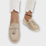 Jana | Mocasines de mujer beige con cuerda decorativa
