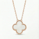 Collar Cuatro Hoja Rosa Dorado | Plata 925