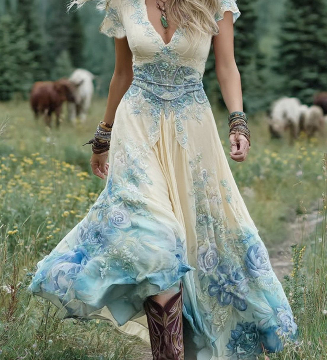 Mavis™ – Vestido maxi elegante con patrón floral