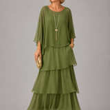 Lara | Vestido maxi de señora con escote redondo y bolsillos