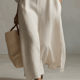 Vestido camisero maxi vintage ligero en crema natural