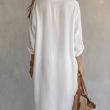Vestido midi blanco bohemio y relajado
