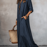 Vestido maxi holgado índigo de estilo nómada