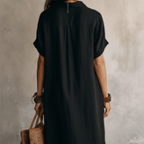 Vestido midi negro bohemio moderno de corte relajado