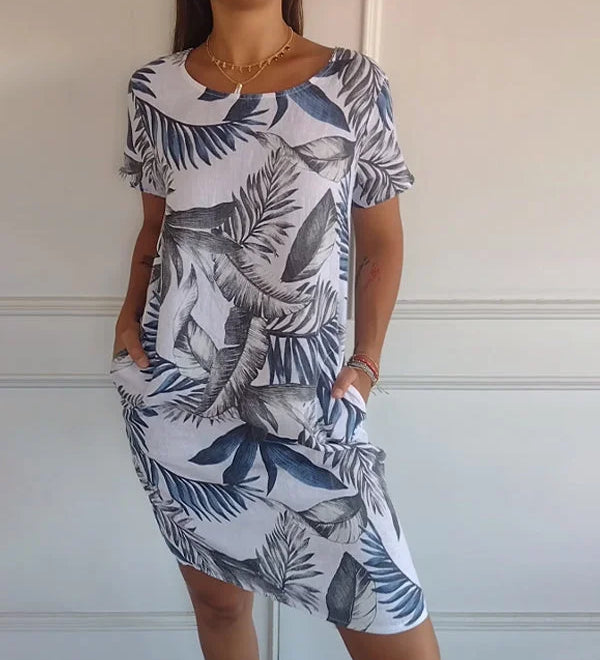 Vestido de verano para señora con bolsillos y estampado vibrante