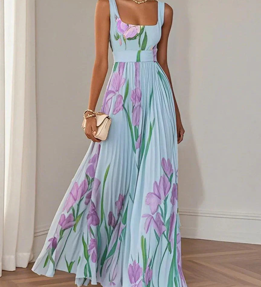 Nina - Vestido largo plisado floral para señora