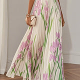 Nina - Vestido largo plisado floral para señora