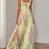 Nina - Vestido largo plisado floral para señora
