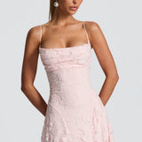 Vestido maxi de señora con detalle de cordones