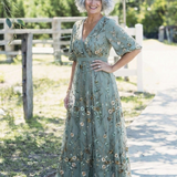 Evadne | Vestido maxi estampado con escote en V
